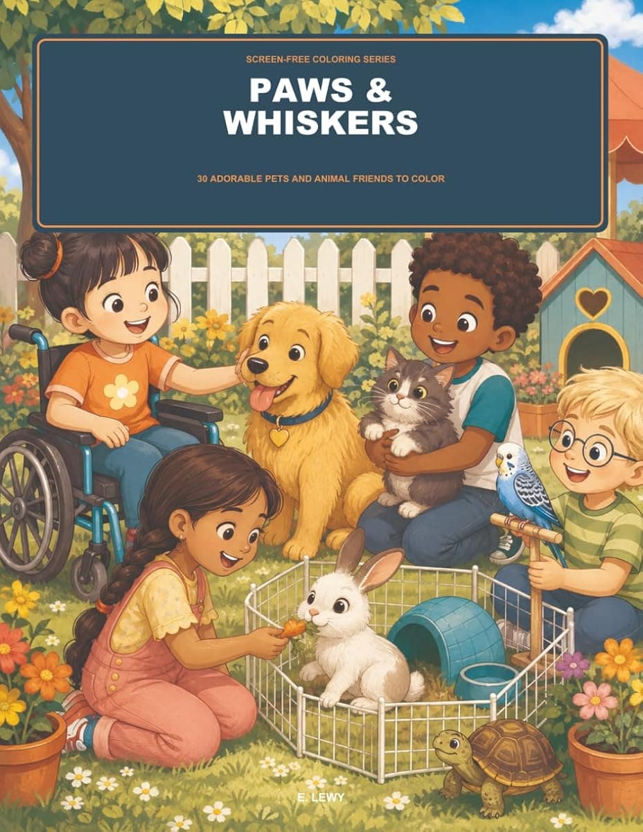 Paws & Whiskers coloring book cover